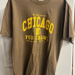 Khaki Short Sleeve Tee with Chicago Pub Crawl Design